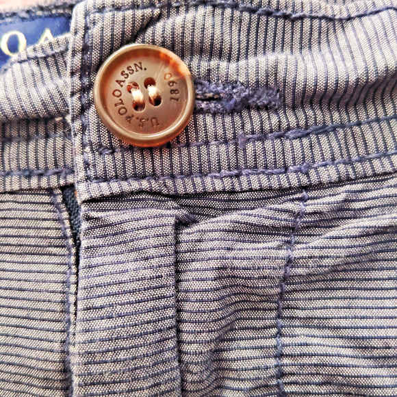 US Polo Assn. Chino Shorts Men 38 Gray Pinstripe Classic Flat Front Slash Pocket - Picture 5 of 8